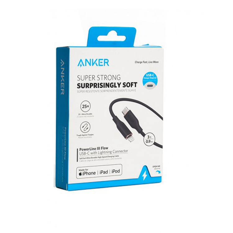 کابل تبدیل USB-C به Lightning انکر Anker مدل Power Line III Flow A8662