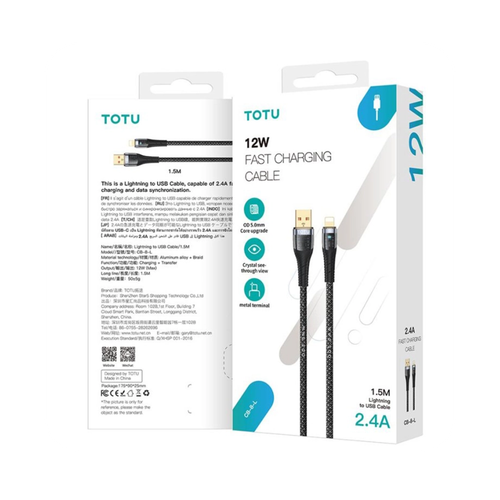 کابل فست شارژ USB به لایتنینگ Totu مدل CB-8-L