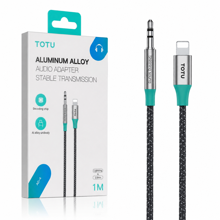 کابل تبدیل لایتنینگ به AUX 3.5 میلیمتری TOTU مدل AD-4 | طول 1 متر