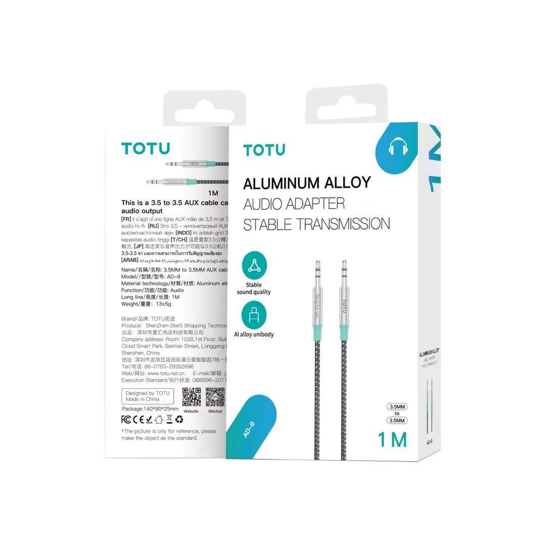 کابل AUX توتو (TOTU) آلومینیومی 3.5 میلی‌متری 1 متری