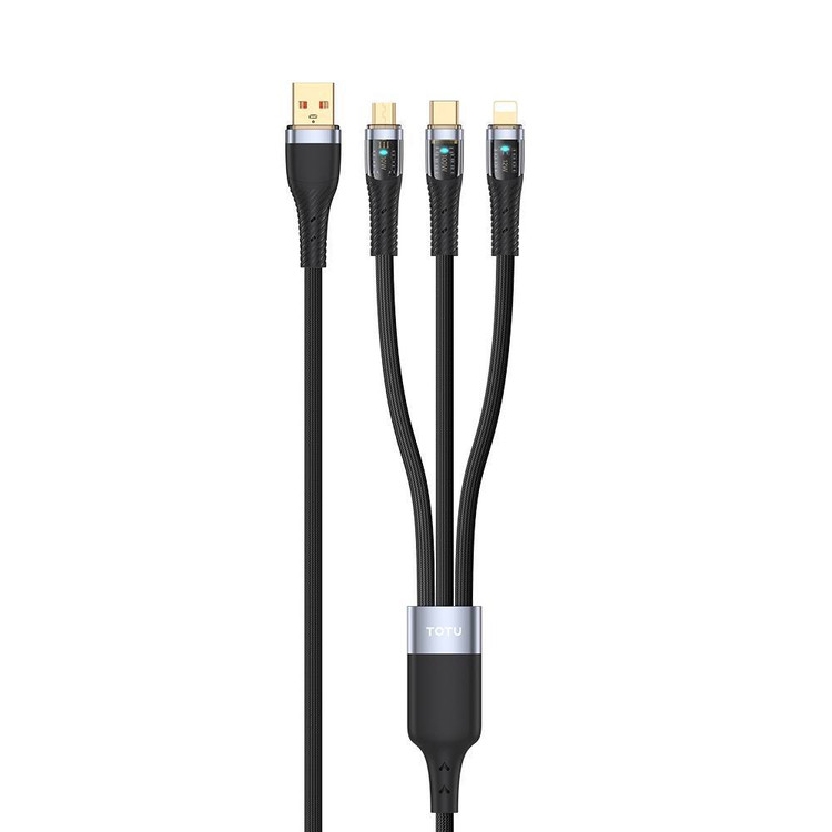 کابل شارژ 3 در 1 TOTU مدل CB-8-3 - 100 وات با طول 1.5 متر