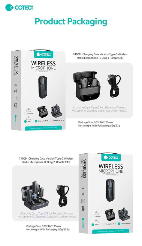 میکروفون یقهای بیسیم لایتنینگ (COTECi) مدل 74011 Wireless Microphone Lightning