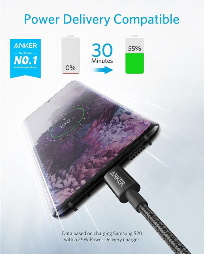 کابل تایپ-سی انکر Anker USB-C to USB-C Cable Type-C 60W Fast Charging Cable 1M مدل A8752